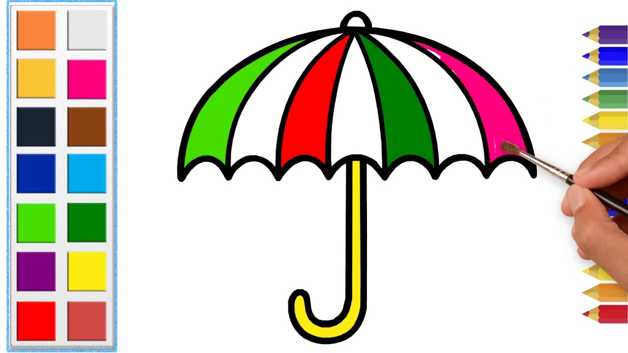 How to draw Rainbow Umbrella drawing for kids CoolKidsTV ☆ YouTube