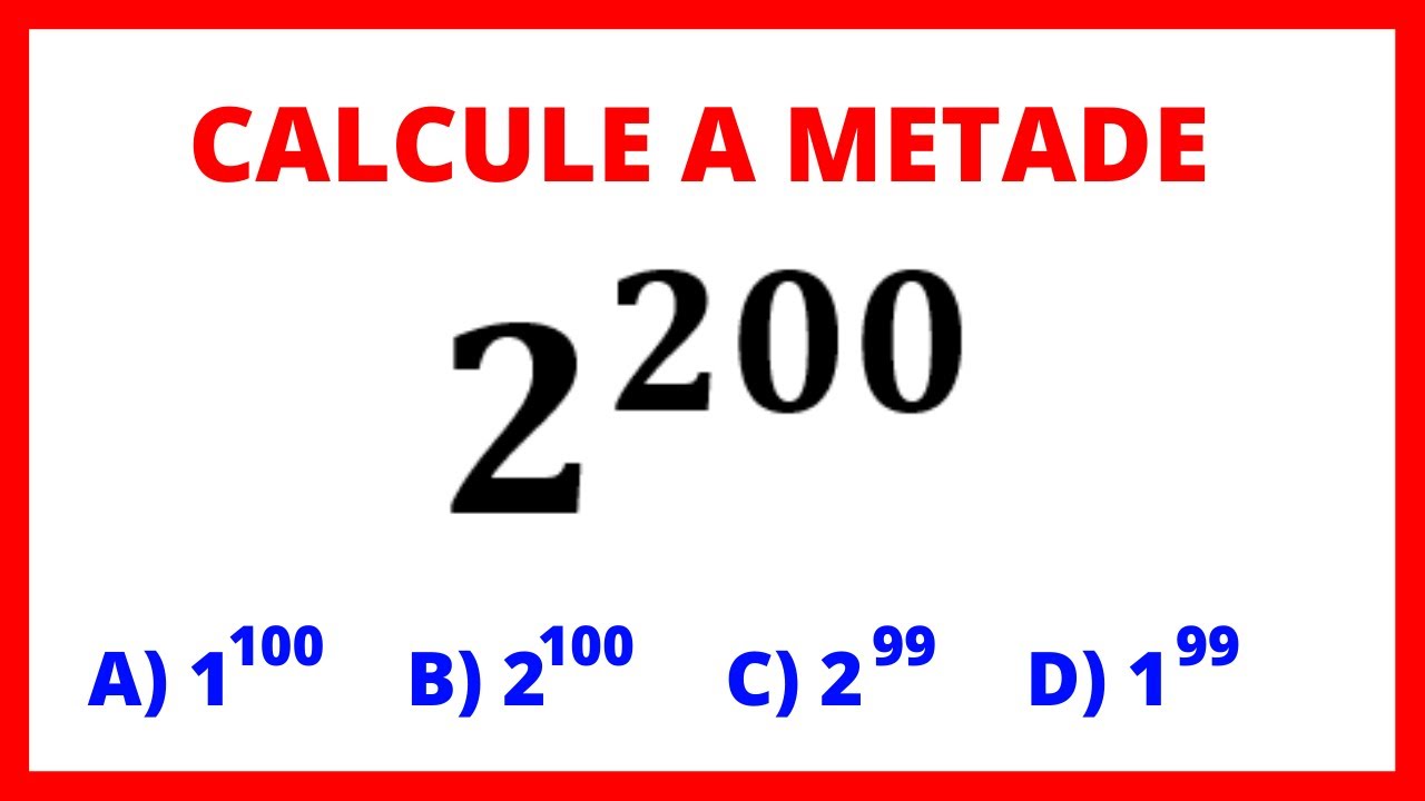 COMO CALCULAR A METADE DE UMA POTÊNCIA DE 2 em MATEMÁTICA BÁSICA - YouTube
