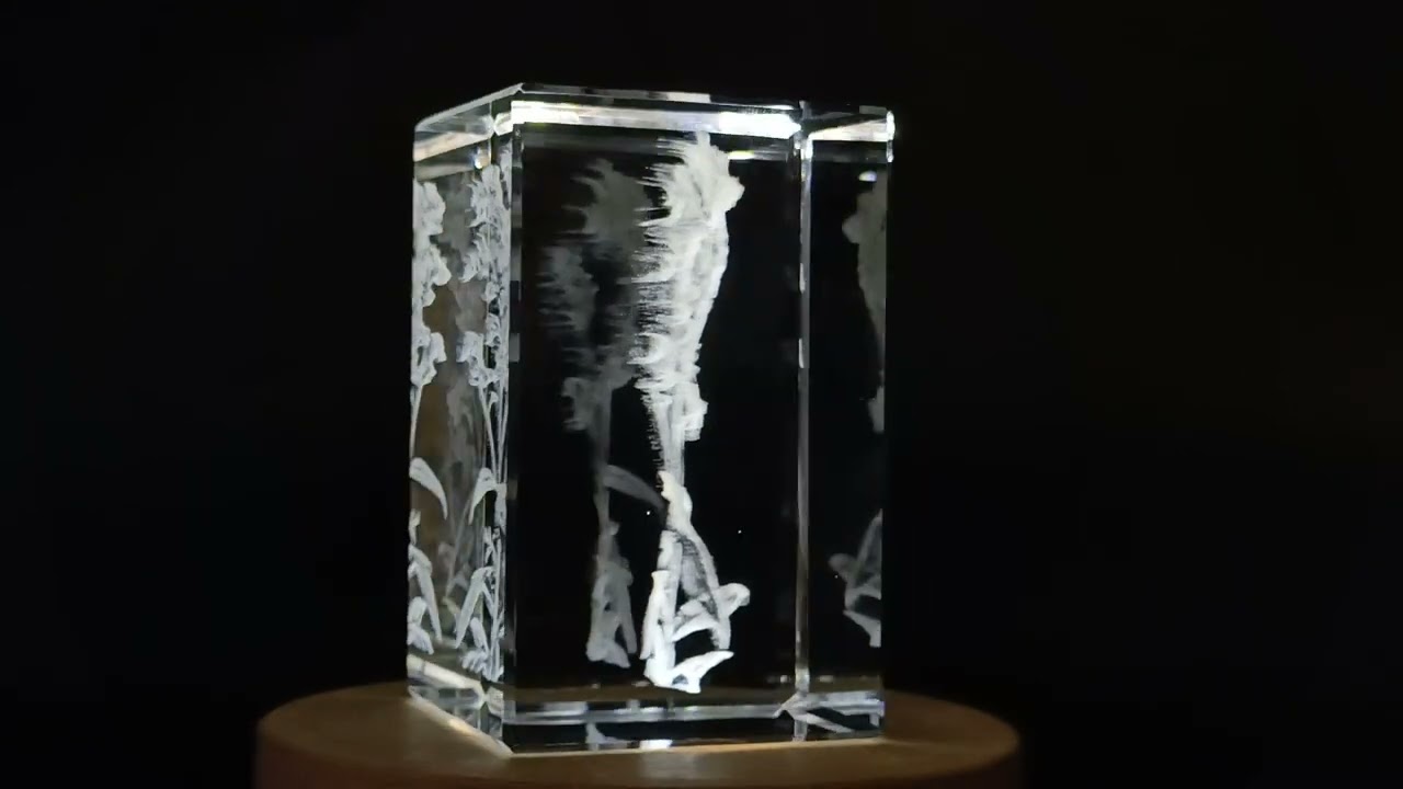 Golden Splendor: 3D Engraved Crystal Canada Goldenrod - FSP53