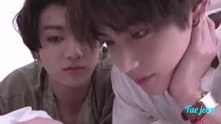 Taekook laying in bed together watching winter bear😍🐇🐅 Resimi
