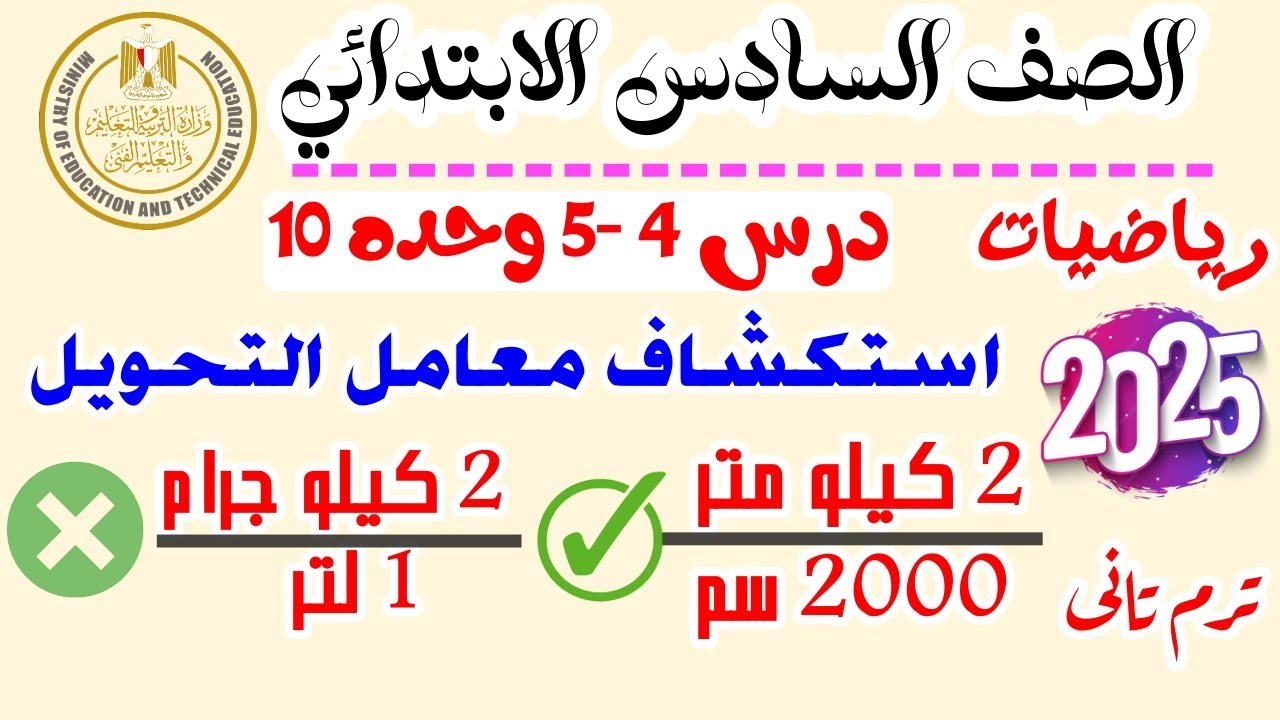 ‪استكشاف معامل التحويل و استخدام معامل التحويل | رياضيات الصف السادس الابتدائي | الترم التاني 2025