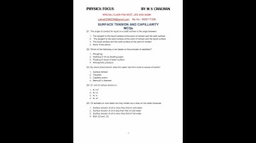 PART-II MECHANICAL PROPERTIES OF FLUIDS MCQs; BERNOULLI`S PRINCIPLE APPLICATIONS; NON-IDEAL FLUIDS;