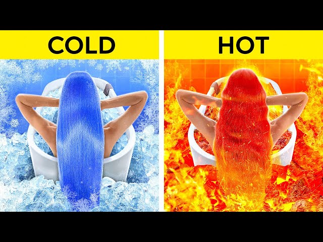 EXTREME HOT VS COLD CHALLENGE || Fire Girl vs Water Girl Were Adopted!