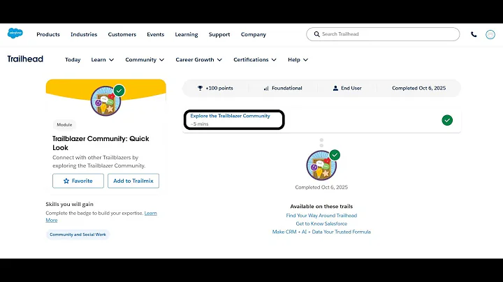 Explore the Trailblazer Community | Trailblazer Community: Quick Look | Trailhead | Salesforce