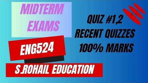 Eng524 || Recent Quizzes || Quiz 1, 2 || Midterm Quizzes File by @S.Rohail Education