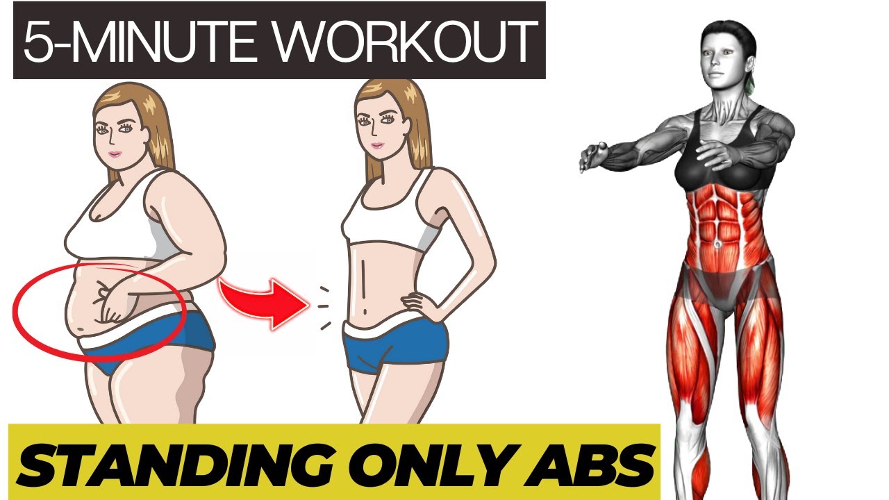 5 Minute Workout (STANDING ONLY) to lose BELLY FAT YouTube