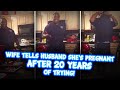 Wife tells husband she's pregnant after 20 YEARS of trying...