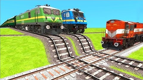 2TRAINS CROSSING ON BUMPY FORKED RAILROAD CROSSING | Train Simulator 2022 #railroad wdm3