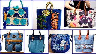 Most Elegant Denim Handmade Recycled Embroidered Tote Bags ideas 2024