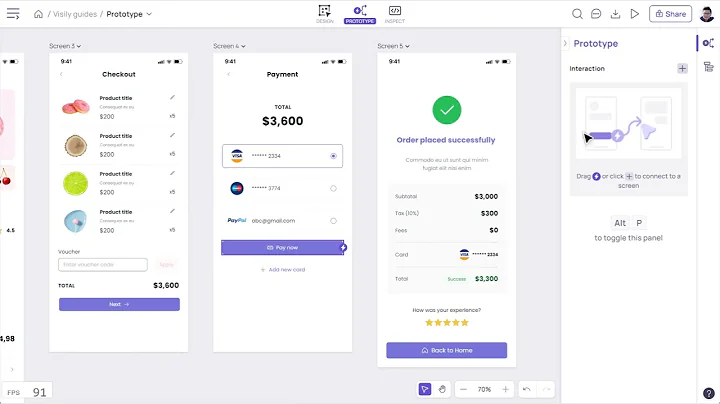 Visily - Prototype mode: Add interaction to an element