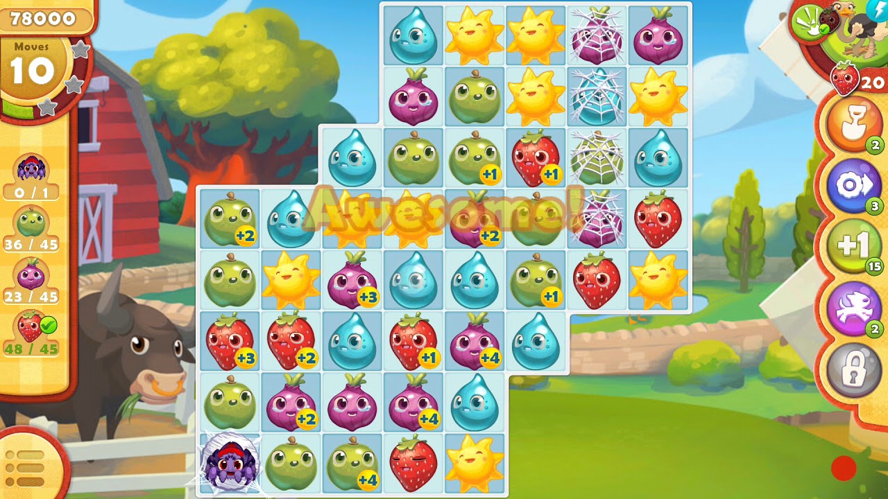 Farm Heroes Saga 296 level. No boosters. 3 stars.