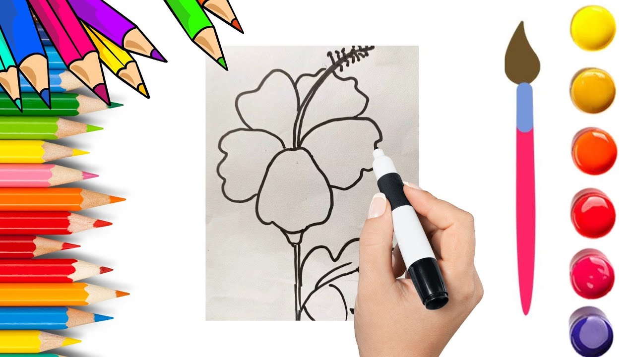 How To Draw cute Flowers๐บ๐บ Drawing, Painting & Coloring For Kids and ...