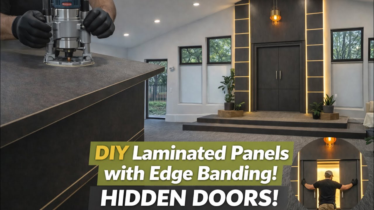 DIY laminated Panel Accent Wall with Hidden Doors @ LED Lighting
