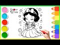 Coloring Chibi Snow white - Easy Fun Coloring Video for Kids