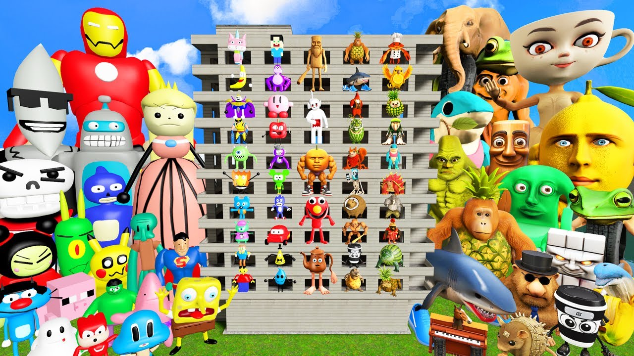 🏛 ALL BRAINROT ANIMALS MEMES VS 3D SANIC CLONES SPARTAN KICKING | LIMINAL TOWER in Garry's Mod!