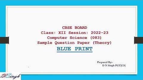 Class XII CS [083] CBSE BOARD Question Paper Blue Print