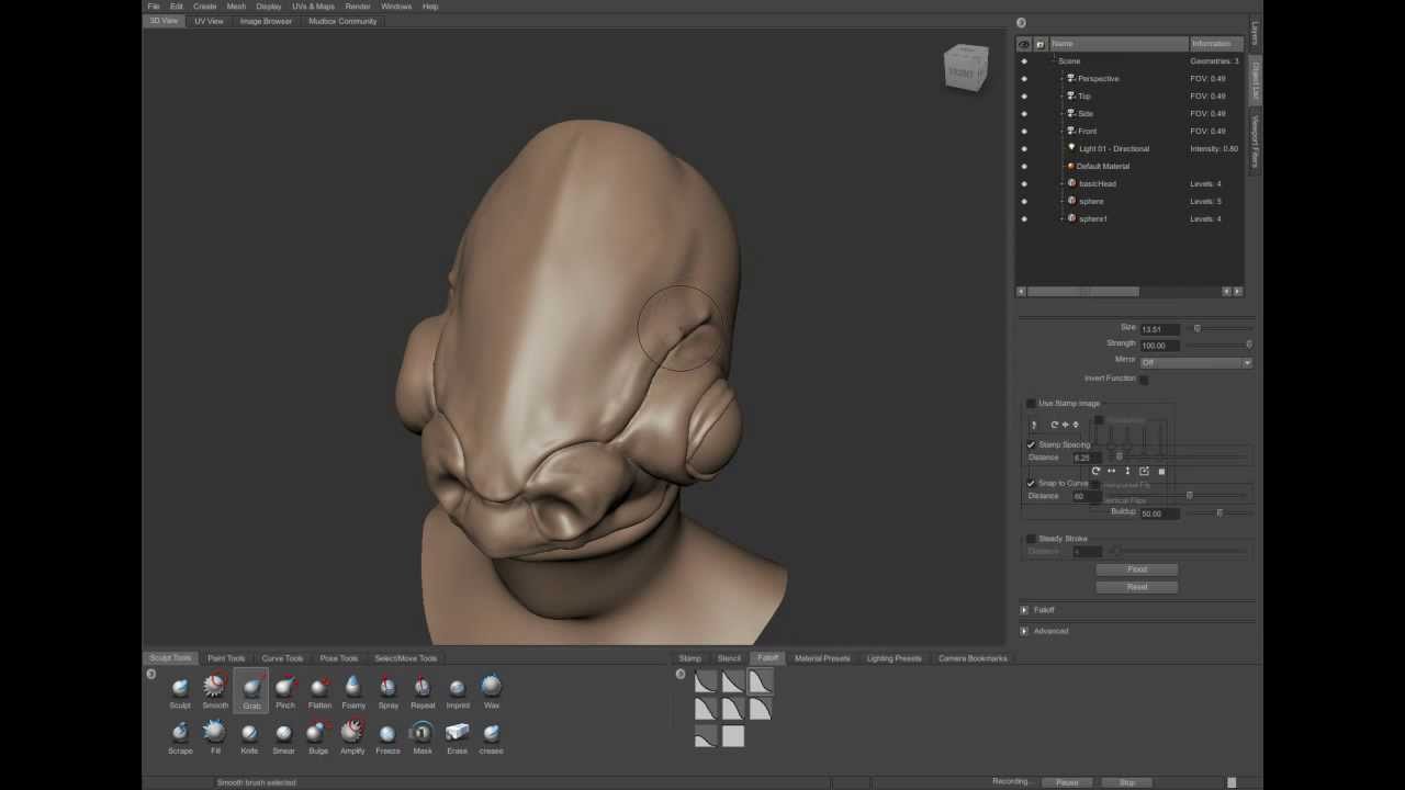 speed sculpt of Admiral Ackbar, 40 mins in mudbox for 