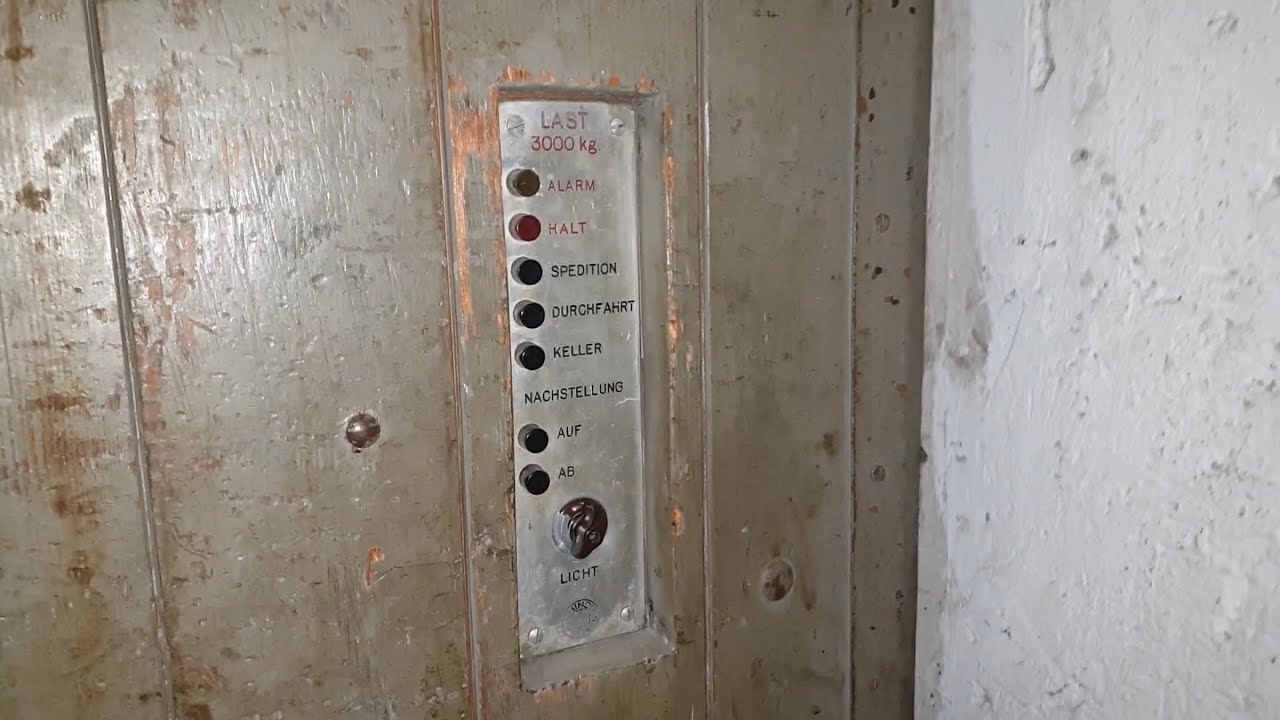 Antique 1930‘s Schindler Elevator + engine room at Solothurn, Switzerland