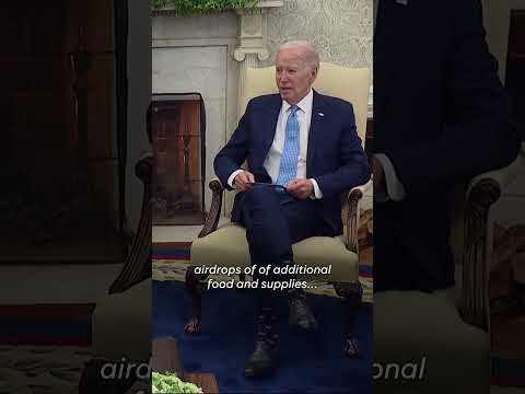 President Biden says US aims to airdrop Gaza humanitarian aid, insists on Israel's help #Shorts