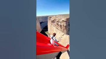 Cliff Slide?! She’s Going Down! 😱💥 #SkyHorror #ExtremeChallenge