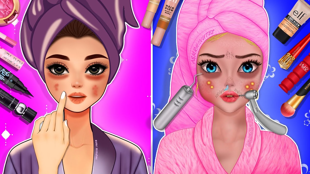 ASMR 🎧 Homeless Makeup and Transformation Animation/Satisfying Makeover😍 (complete)