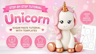 🦄🌈 Fondant Cute Unicorn Cake Topper Short Process + FREE Teddy FULL Tutorial 🦄🌈 | Alex Mazur