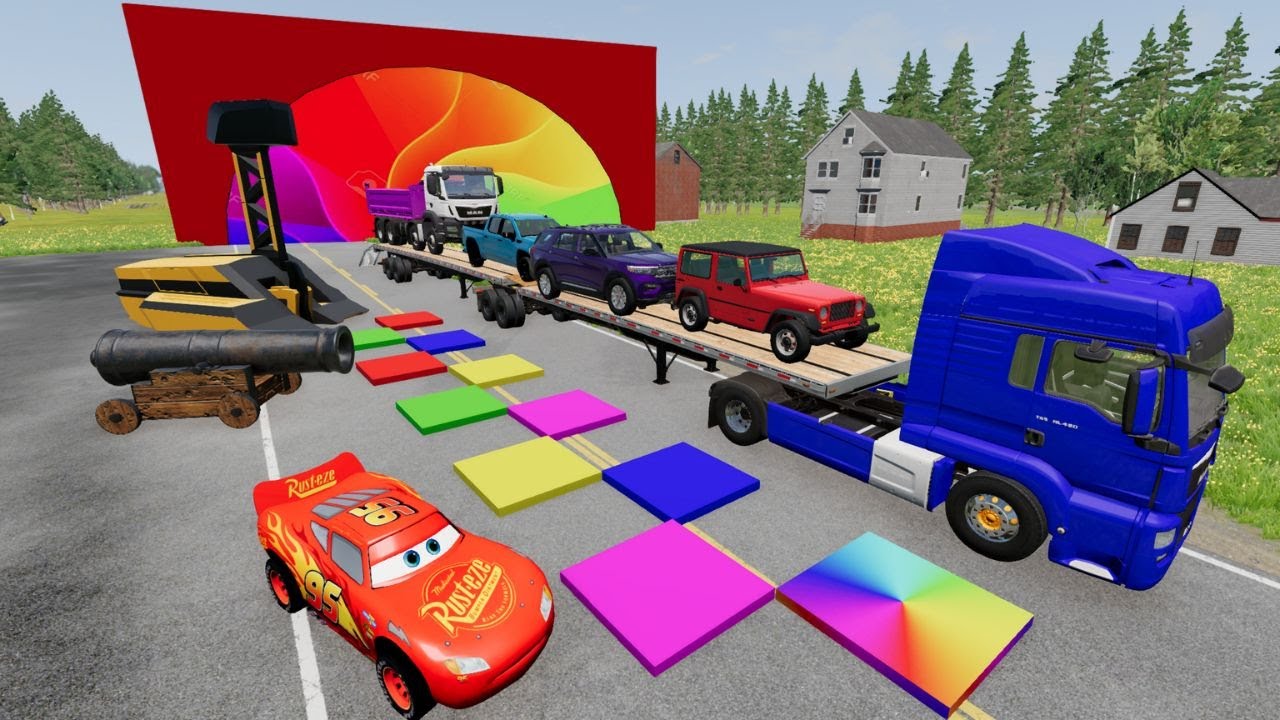 BeamNG.Drive: Extreme Truck Transport Through Deadly Potholes!4