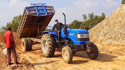 Unseen CAT or JCB 3dx Excavator Loading Sand And Unloading Eicher 5660 Sonalika DI 750 Tractor Ep:23