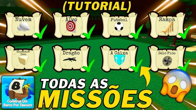 Como fazer a Missão da Rampa e a missão Encontre Isso no Construa Um Barco  Por Tesouro - ROBLOX 