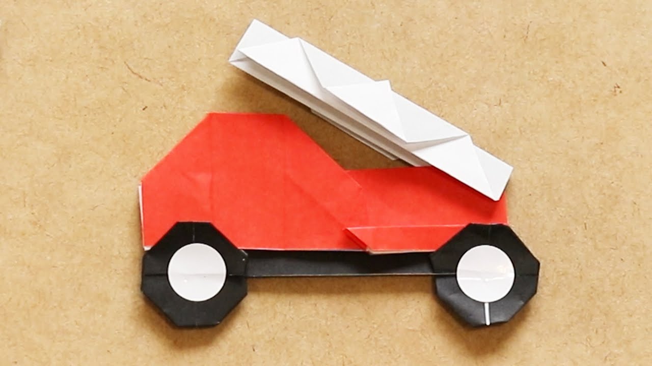 折り紙 はしご車の折り方 消防車のなかでも人気のかっこいい働く車 Origami World Youtube