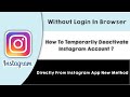 How To Deactivate Instagram Account Temporarily | How To Deactivate / Disable Instagram Account