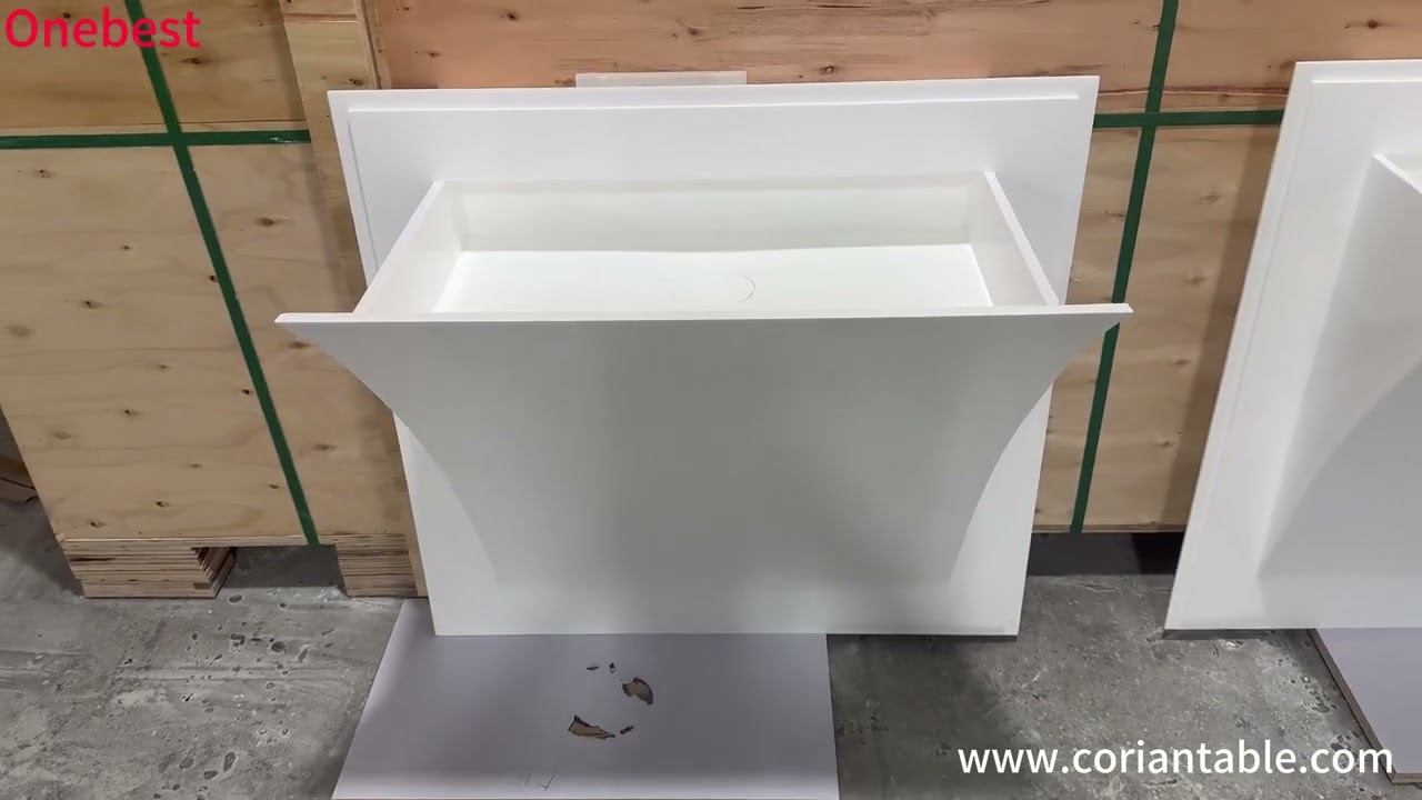 Unique Design Artificial Stone Bathroom Furniture Curved Washing Basin