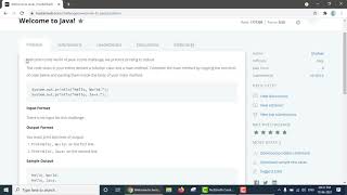 Welcome To Java(Problem 1)|Beginner level coding|| Getting Started|| HackerRank Profile