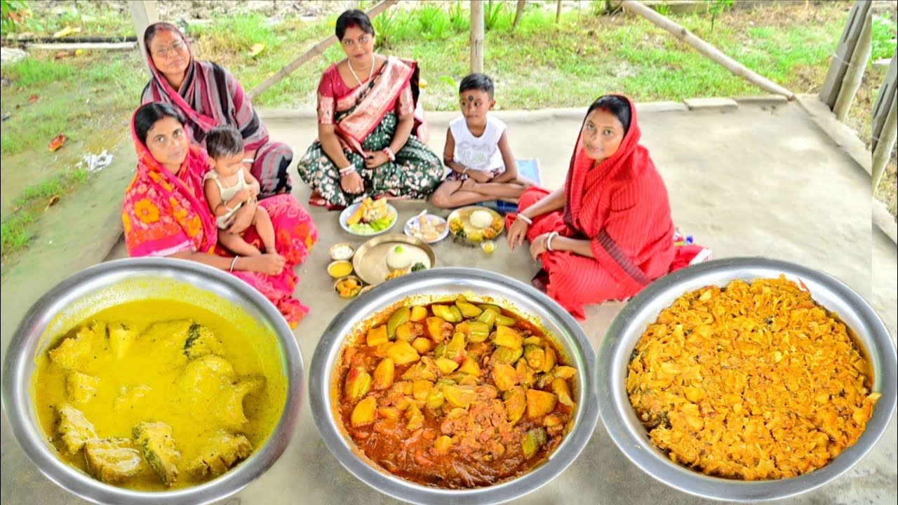 1.5 kg ওজনের ইলিশ মাছের সরষে ইলিশ, পটল চিংড়ি আর বাঁধাকপির ঘন্ট রান্না করে সাধ খাওয়ালাম