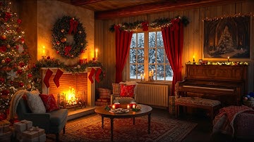 Peaceful Christmas Music for Relaxation - Relaxing Christmas Ambience - Warm Fireplace and Soft Snow