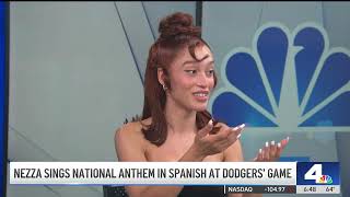 Nezza sings National Anthem in Spanish at Dodgers' game