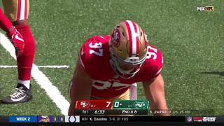 Nick Bosa knee injury vs. Jets (carted off field) | NFL