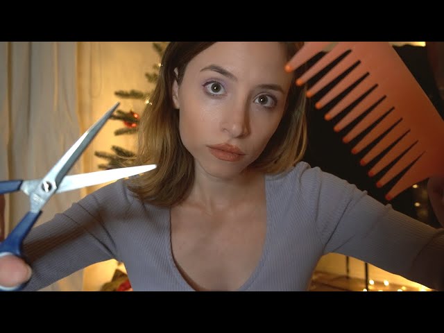 giving you a *LIFE-CHANGING* haircut ASMR (binaural sounds + soft spoken)