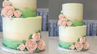 In Depth Look Into Ercream Roses And Watercolor Brushed Ombre Cake Decorating Tutorial