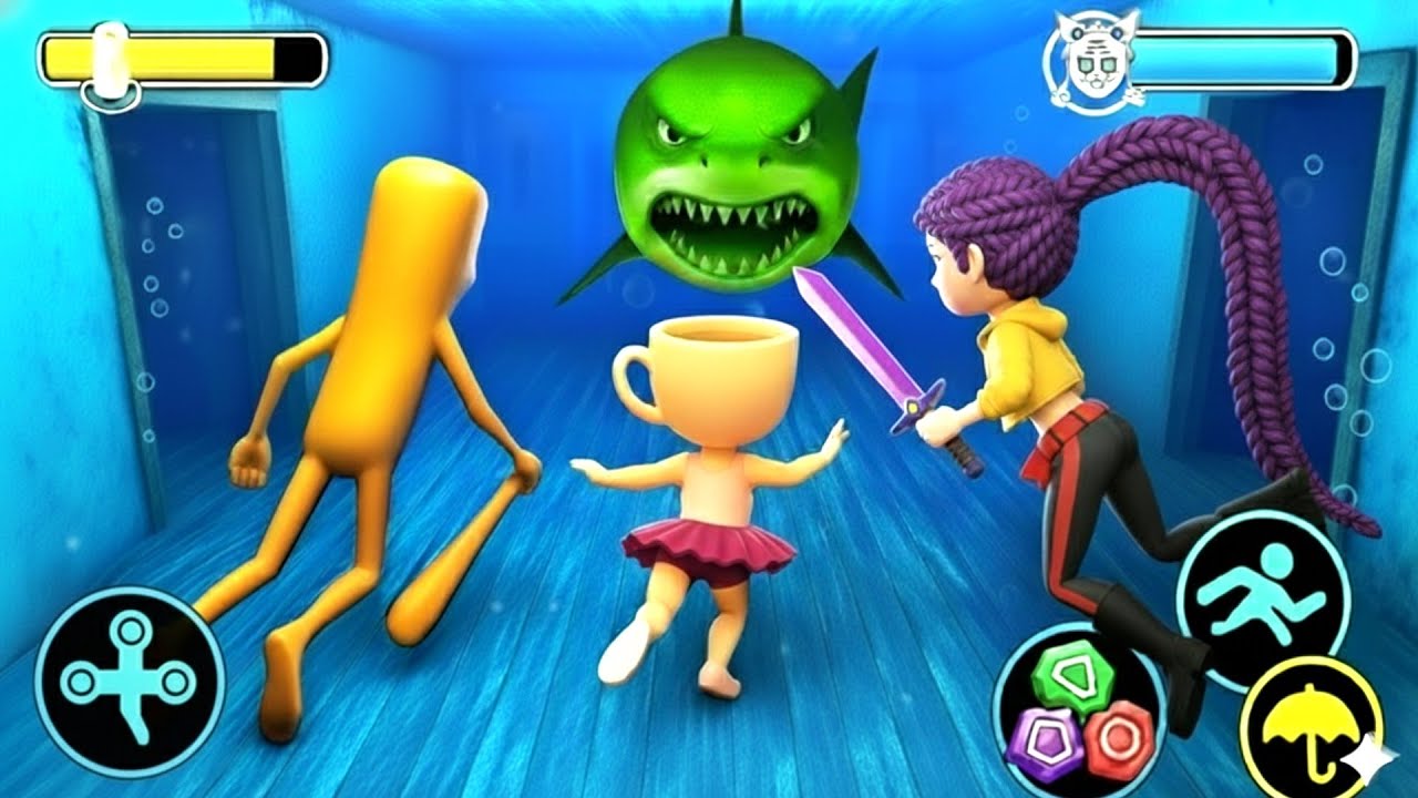 Long Slide Game With Cow Elephant Gorilla Hippopotamus Tiger - 3d Animal Game - Funny 3d Animals