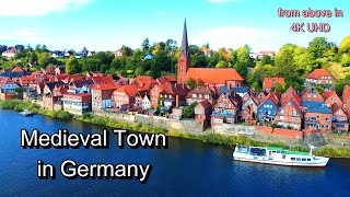 Medieval Town In Germany - Lauenburgelbe Aerialdrone4K