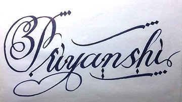 Priyanshi Name Signature Calligraphy Status | How to Cursive write with cut Marker #priyanshi