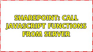 Famous Sharepoint: Call Javascript functions from Server (2 Solutions!!) Profile