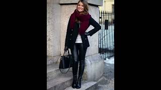 Women In Leather Leggings,Leather Gloves And Boots