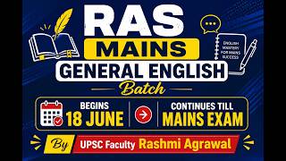 RAS Mains General English 2026 Exam || By UPSC Faculty Rashmi Agrawal 9599967731