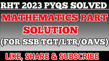 RHT 2023 PREVIOUS YEAR QUESTION PAPER SOLUTION || RHT PCM 2023 PYQS SOLUTION || COMPETITIVE ODISHA