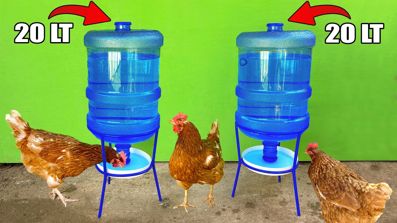 супер идея | Изготовление практичной поилки для кур из 20-литровой бутыли