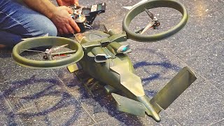 HANDMADE RC GUNSHIP AVATAR DUO HELICOPTER MODEL INDOOR FLIGHT DEMO