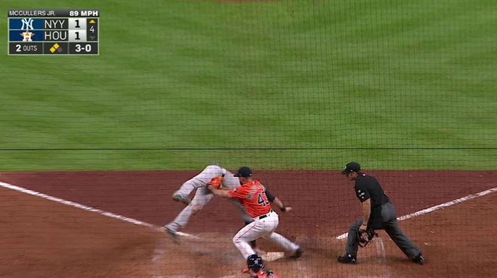 NYY@HOU: McCann gets Romine at home after wild pitch