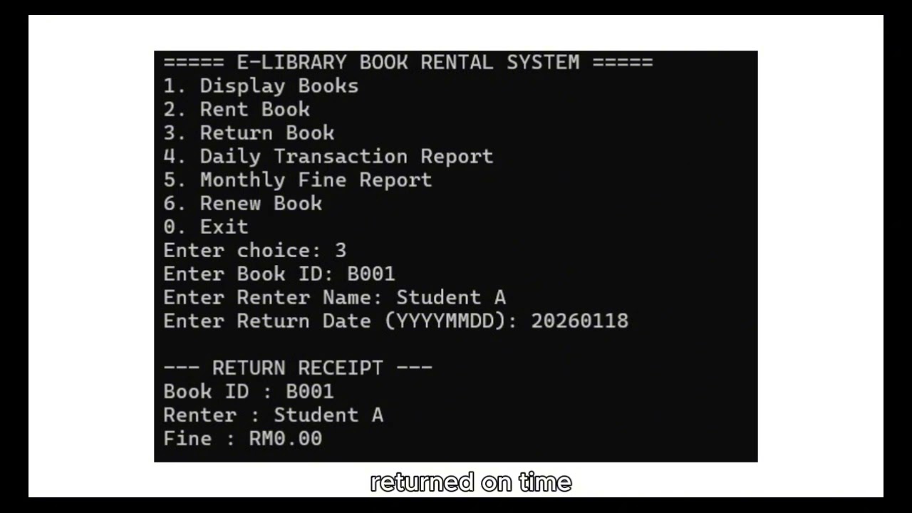 E-Library Book Rental System